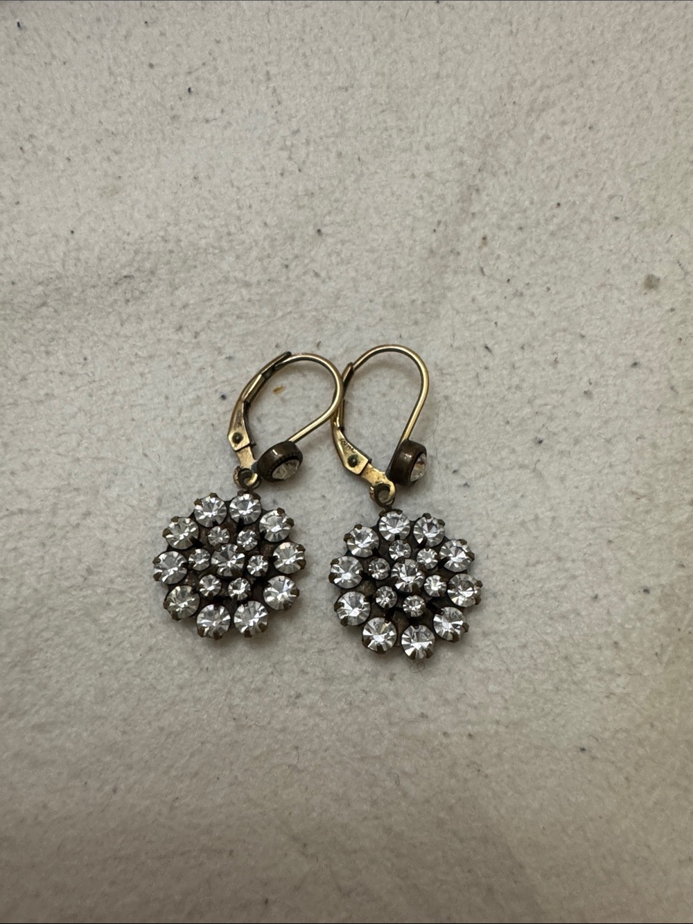 Pre-Own Crystal Cluster Drop Earrings - Clear/Silver
